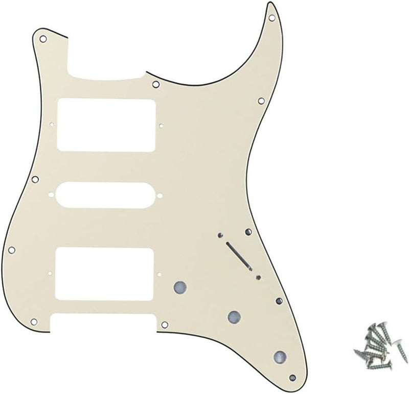 ROZILO Strat HSH Pickguard Pick Guard Scratch Plate with Screws for American/Mexican Standard Strat Modern Style Guitar Replacement Aged White - Image 1